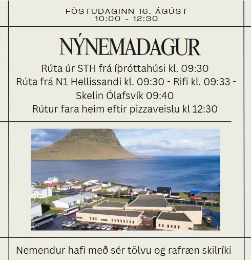 Nýnemadagur föstudaginn 16. ágúst