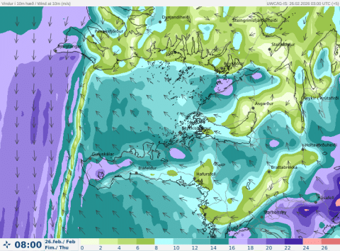Veðurspáin er slæm í dag 26.febrúar og því kennum við á TEAMS