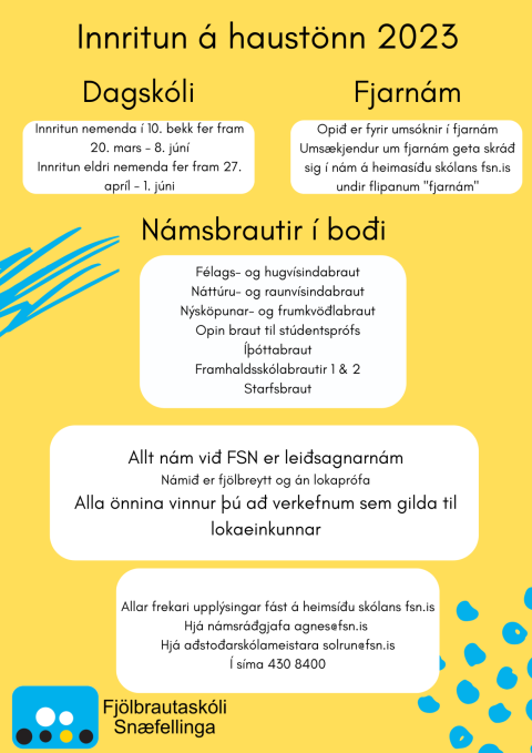 Innritun vegna haustannar 2023